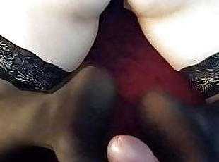 The first footjob in my life (in black stockings)