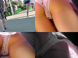 Classic panties of a chick seen in free upskirt video