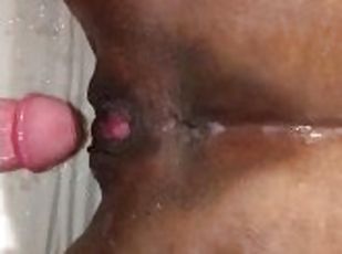 Black pussy squirting on white dick