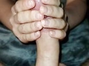 MASSIVE CUM EXPLOSION - My girlfriend massages my dick until I cum - Even I was shocked