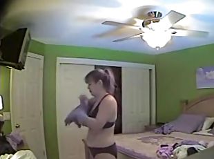 Slut with big ass changes clothes and gets captured by a spy cam