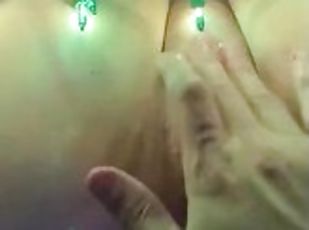 Boyfriend ties up girlfriend with Christmas lights and uses vibrator POV