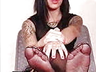 ImageSet Cute Brunette in Black Stockings Nylon Feet Gallery