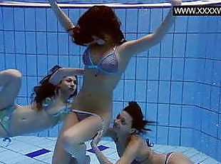 Three hot bitches naked in the pool