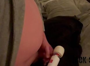 Daddy wears his cock ring and uses a wand to jack off to homemade porn. Dirty talk and vocal orgasm.