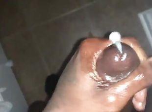 HUGE CUMSHOT FROM OILED BLACK DICK