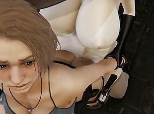 Jill Valentine Caught & Fucked by Futa Dimitrescu - Resident Evil Doggystyle, Cumshot, Creampie