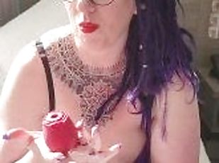 BBW MILF Using my new Clit Sucking Rose Vibrator