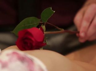 Man showered rose petals girl's body and fucked her nice pussy