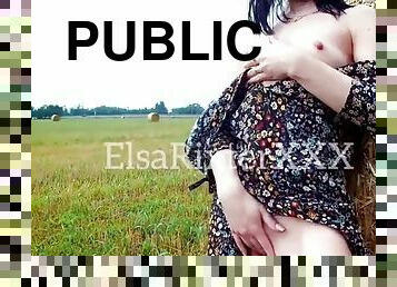 My long public exhibitionism, masturbation in a field  ElsaRixterXXX