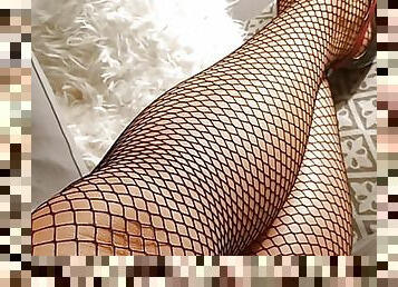 High heels legs fetish fishnet