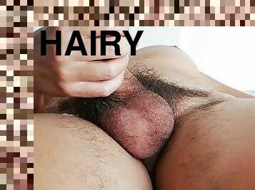 Cock and balls close up masturbation hairy boy