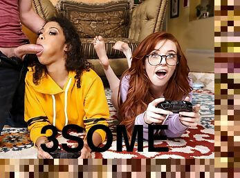 Gamer Girl Threesome Action Video With Van Wylde, Jeni Angel, Madi Collins - Brazzers