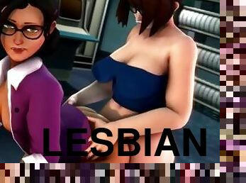 aasialainen, perä, isot-tissit, valtava, anaali, mälliotos, lesbo-lesbian, anime, hentai, 3d