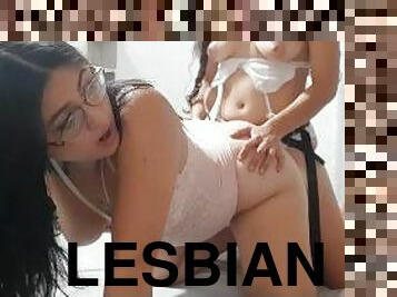 Lesbian sluts caress their breasts, then suck the plastic cock and destroy my pussy on all fours wit