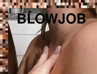 Blonde slut gives sloppy blowjob from BBC