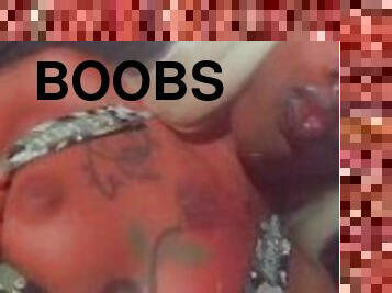 Lightskin baddie shows boobs
