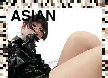 asiatique, ébène, black, latex, solo