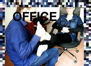 kontor, amatör, fötter, fetisch, tjeckisk, footrunk, brunett, verklighet