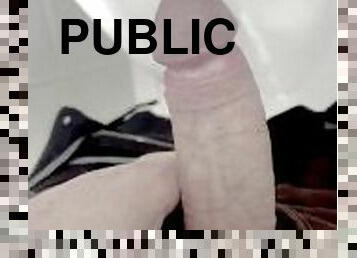 masturbation, public, ejaculation-sur-le-corps, secousses, ejaculation, horny, toilette, sperme, bite