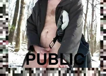 Naked snow walk in public