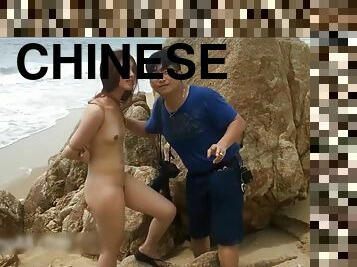 aasialainen, masturbaatio, ulkotiloissa, julkinen, amatööri, bdsm, kiinalainen, sidonta, pikkurintainen