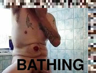 kupanje, homo, pod-tušem, sami