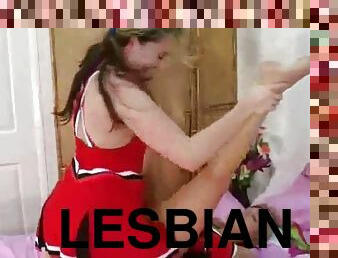 lesbian-lesbian, pemandu-sorak, posisi-wajah-menghadap-kemaluan