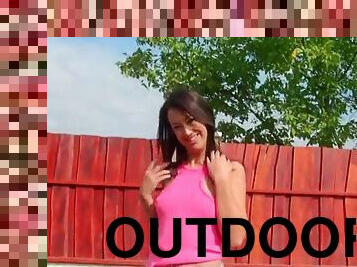 Outdoors solo scene with the gorgeous teen olivia hot