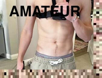 cul, amateur, rousse, salle-de-gym