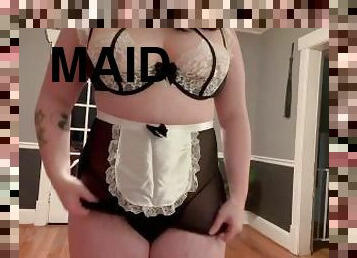 Piercednoodle shows of her body and tits in a maid outfit