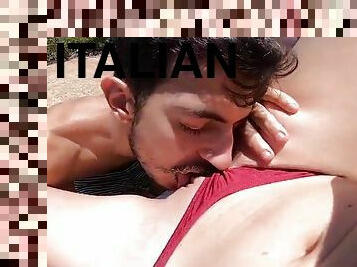 Adventurous italian couple fuck by a gorgeous bay