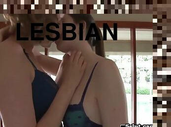 Lesbian chicks lick each other's hairy pussies