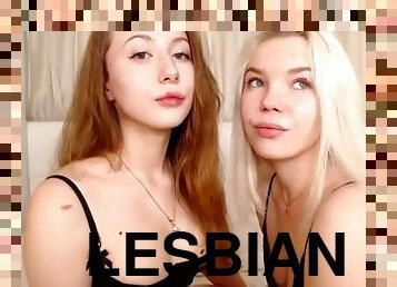 vagina-pussy, lesbian-lesbian, remaja, berciuman, teransang, bokong