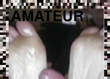 Close sloppy footjob