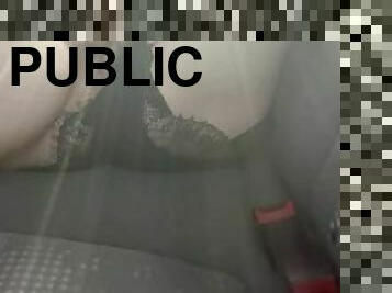 cul, masturbation, orgasme, public, chatte-pussy, giclée, amateur, jouet, voiture, pieds