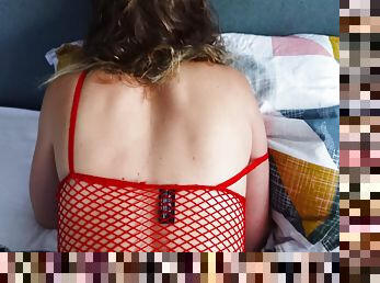 Step Mom In Fishnet Got Seduced And Invited To Step Sons Room For Sex. Creampie