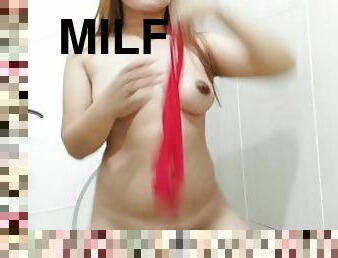 asiatisk, store-patter, tjenestepige, amatør, moden, milf, mor, fingering, babysitter, solo