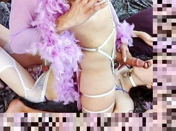 Burlesque Trans Dancer Fucks Trans Girl in Lingerie