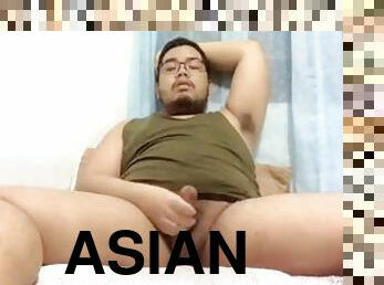 asiatique, papa, ejaculation-sur-le-corps, gay, japonais, joufflue, ejaculation, horny, solo, pappounet