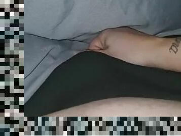 Stepmom puts her hand down her stepsons pants touching his cock
