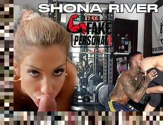 FAKE PERSONAL TRAINER PT.3 SHONA RIVER getting FUCKED by her personal trainer and gets CUM on TITS