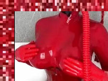 chatte-pussy, bdsm, kinky, gode, latex, solo, bondage, poupée, masque, caoutchouc