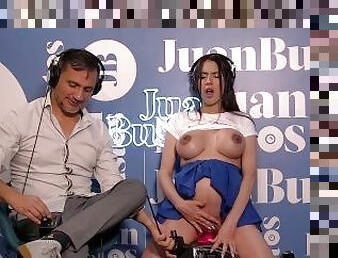 AmbarPrada pregnant with big tits asks for 100% power in the sex machine  Juan Bustos Podcast