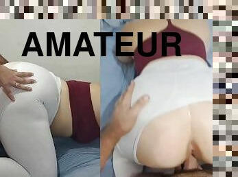 cul, levrette, énorme, amateur, maison, couple, butin, point-de-vue, culotte, petite-amie