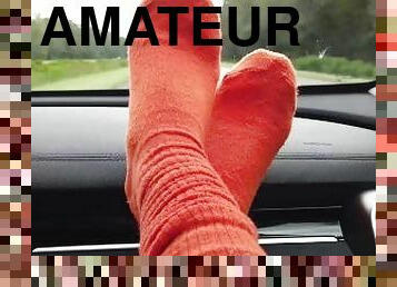 amateur, voiture, pieds, fétiche