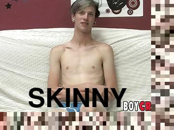 Skinny twink Danny Tyler interviewed before solo stroking