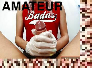 amateur, ejaculation-sur-le-corps, énorme-bite, ados, branlette, couple, point-de-vue, sperme, fétiche, latex