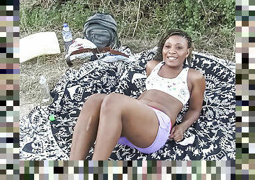 Horny Black Hiker Girl Fucking Outdoors