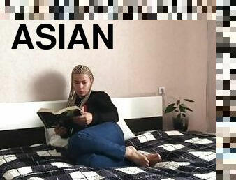 asiatisk, röv, pissande, anal, fötter, pov, söt, fetisch, ensam